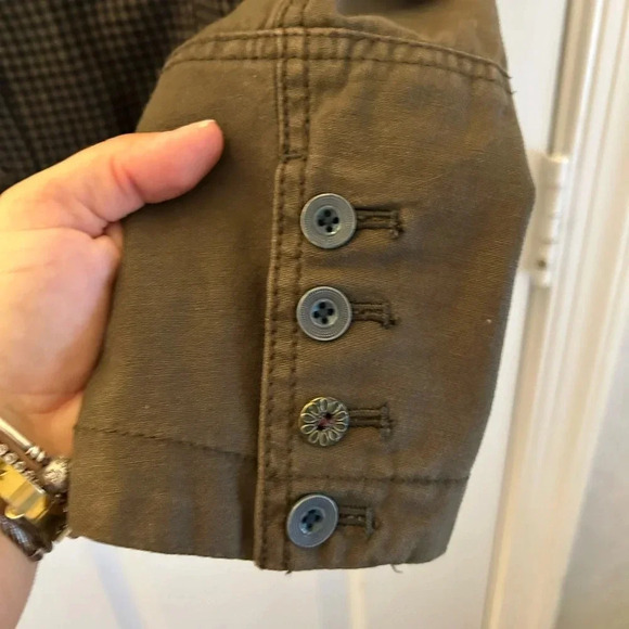 ! Anthropologie Hei Hei Green Double-Breasted Checker Print Military Jacket - Picture 4 of 6